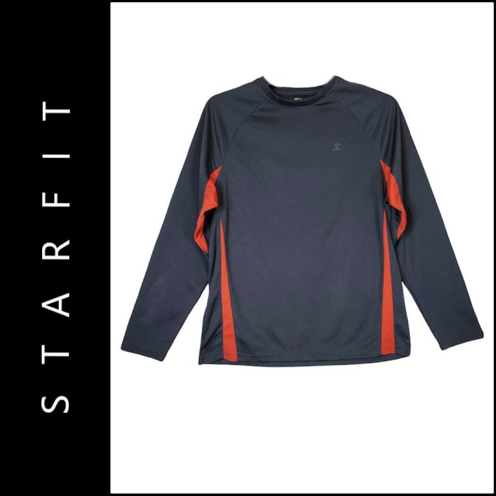 Starfit Men Logo Long Sleeve Jersey Shirt Size Medium Gray / Orange